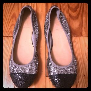 J Crew flats (silver/black sparkles), Size 8